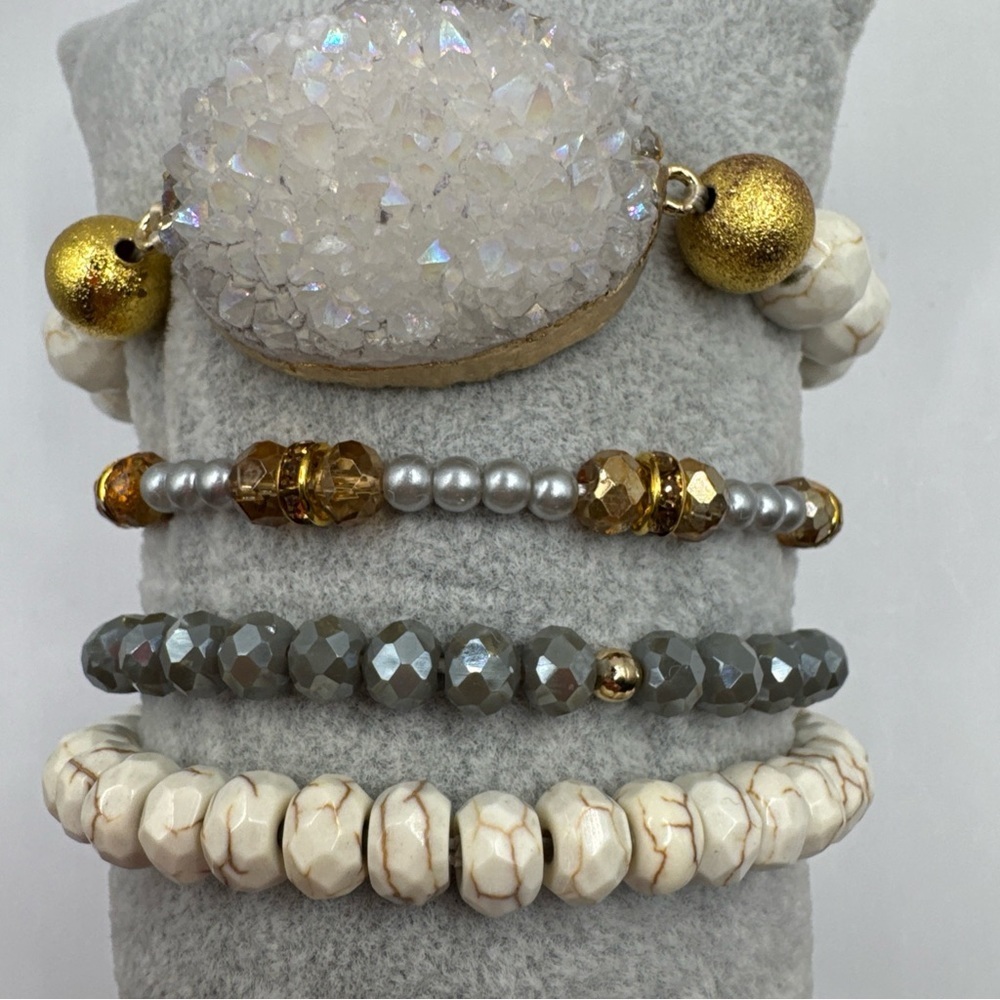Ryze Elegant Gold and Silver Beaded Bracelet Set